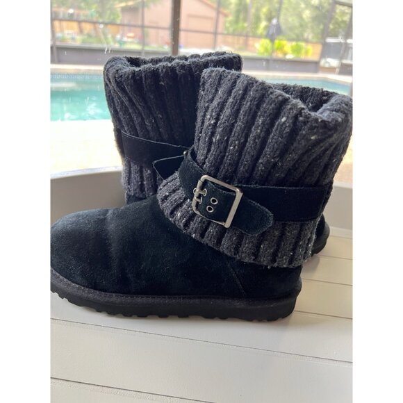 UGG Australia Cambridge Winter Boots Womens Size 5 EUR 36 Black Knit Sheepskin - Picture 16 of 16
